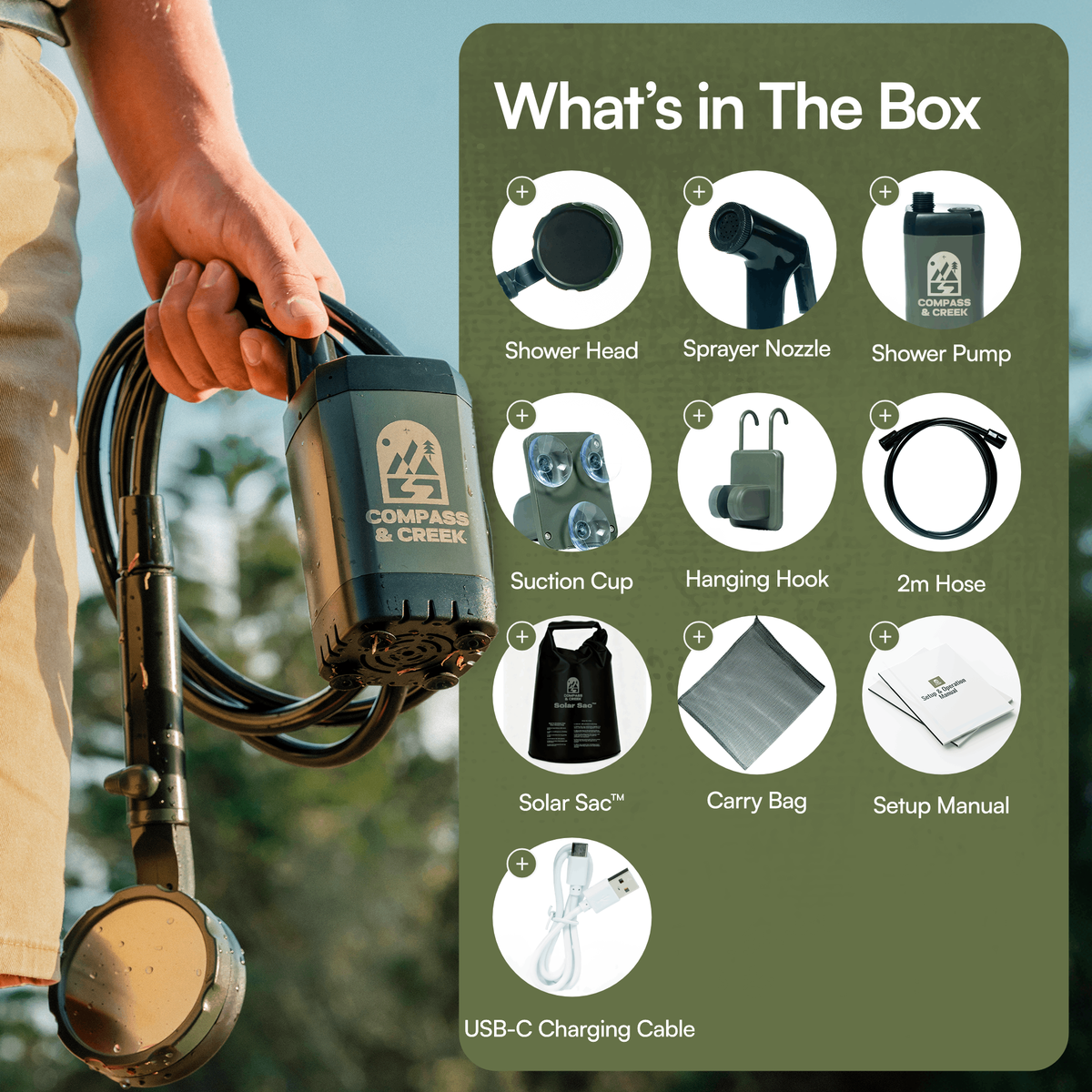 Compass & Creek Portable Shower Pump Kit
